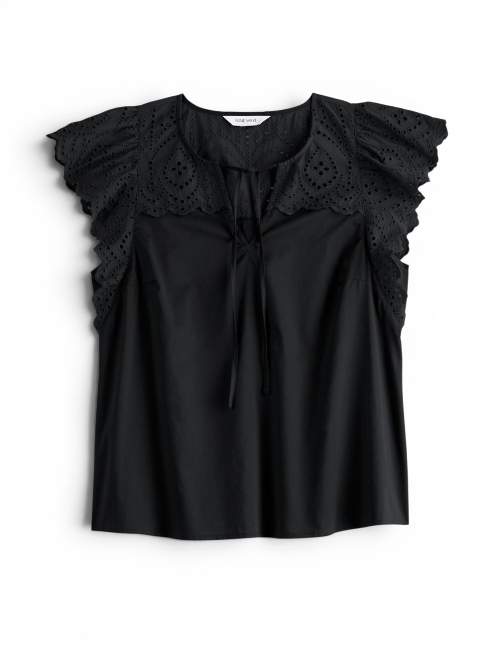 Nine West Black Eyelet Tie-Front Top | Size XXL - NWT